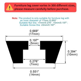 uxcell 8pcs Rubber Feet Bumper Buffer Feet Furniture Desk Table Cabinet Leg Pads Anti-Slip with Metal Washer, D17x14xH10mm