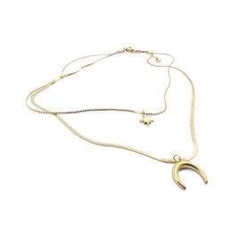 ECOLUXX Women's Necklace 14K Gold-Plated Surgical Steel 44 cm Long Layering Necklace Women's Gold Chain, Stainless Steel