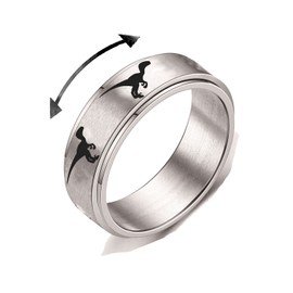 INENIMARTJ Dinosaur Fidget Rings for Women Men Stainless Steel Spinner Ring Dinosaur Anxiety Ring Jurassic Dinosaurs Anxiety Spinning Ring for Teen Girls Boys (C raptor, 6)