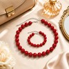 Zxcog Chunky Red Beaded Necklace for Women Adjustable 16MM Red
