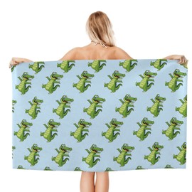 Ultra Soft Alligator Pattern Highly Absorbent Quick Dry Beach Towels Premium Bath Towels for Beach Camping Surfing Swimming Gym Spa Yoga