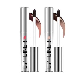 HANJILIAN 2PC Pipe-off lip liner stain,light brown/dark brown/burgundy long-lasting,line tattoo high-color Tint,Smudge-Proof,Waterproof,Nude Matte Tint,Non-Fading, Full Coverage(#1+#2)