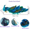 Glitter Blue Peacock Christmas Tree Ornaments with Clips 11inch Feathered