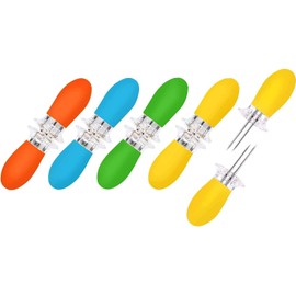 10Pcs/5Pairs Corn Holders Corn on The Cob Stainless Steel Corn Cob Holders BBQ Fork Skewers for Home Cooking Camping Parties (Multicolor)