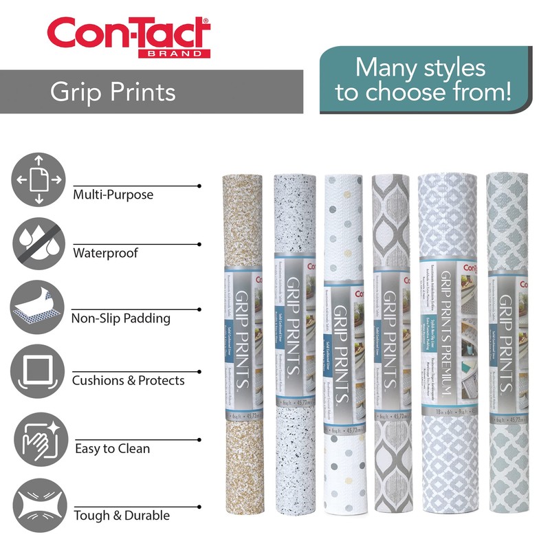 Con-Tact Brand Grip Prints Durable Non-Adhesive Non-Slip Shelf and Drawer