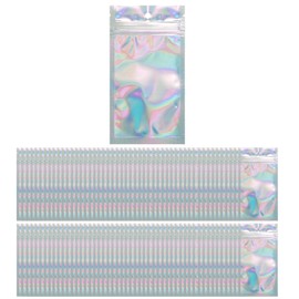 LKCCTK Zipper Bags, Aurora Translucent, Packaging Bags, Set of 100, Sealing Bags, Wrapping, Handmade Materials, Small Items, Accessories Storage, Reusable, 3.1 x 5.1 inches (8 x 13 cm)