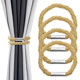 Magnetic Curtain Tiebacks Pack of 4 Stylish Curtain Cord & Curtains Tiebacks for Thick Curtains 54 cm Tieback Magnetic Gold for Living Room Bedroom Curtain Holder