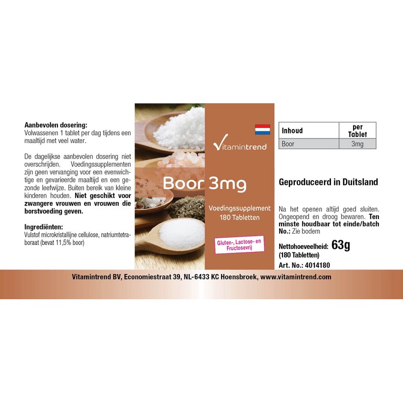 Boron 3 mg - 180 Tablets For 6 months. Vegan