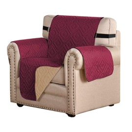 H.VERSAILTEX Reversible Chair Cover Furniture Protector Anti-Slip Couch Cover Water Resistant 2" Elastic Straps Chair Slipcover Pets Kids Fit Sitting Width Up to 21" (Chair:75" x 65", Red/Tan)