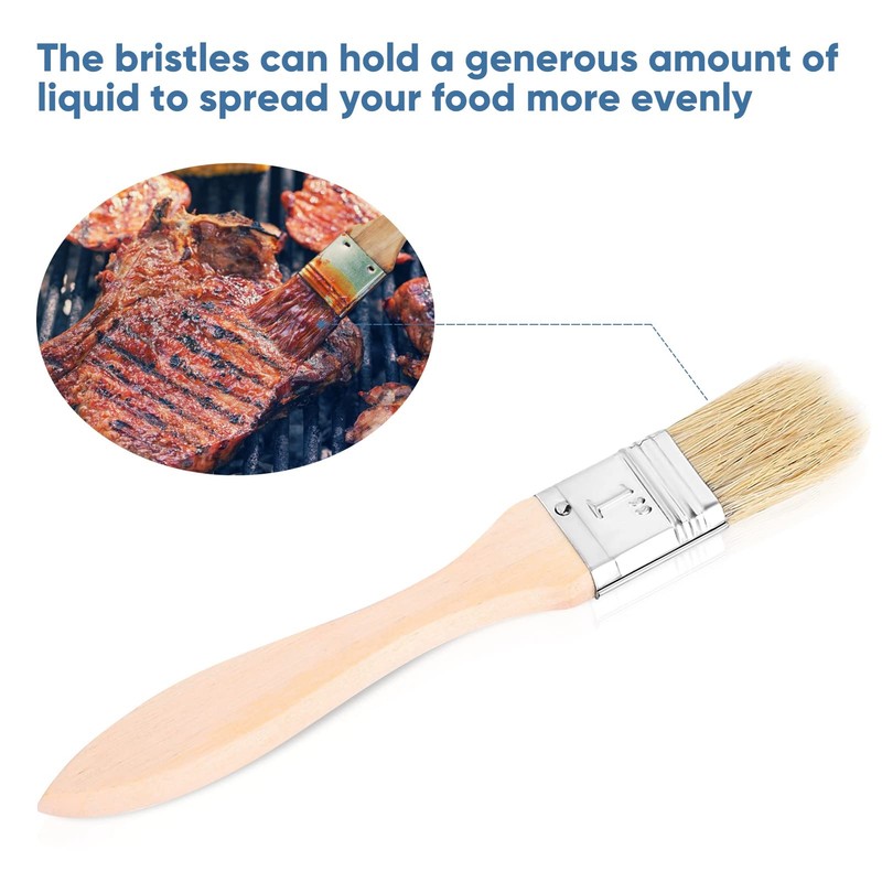 5 Piece Outdoor BBQ Brush Set with Wooden Handle Accessory