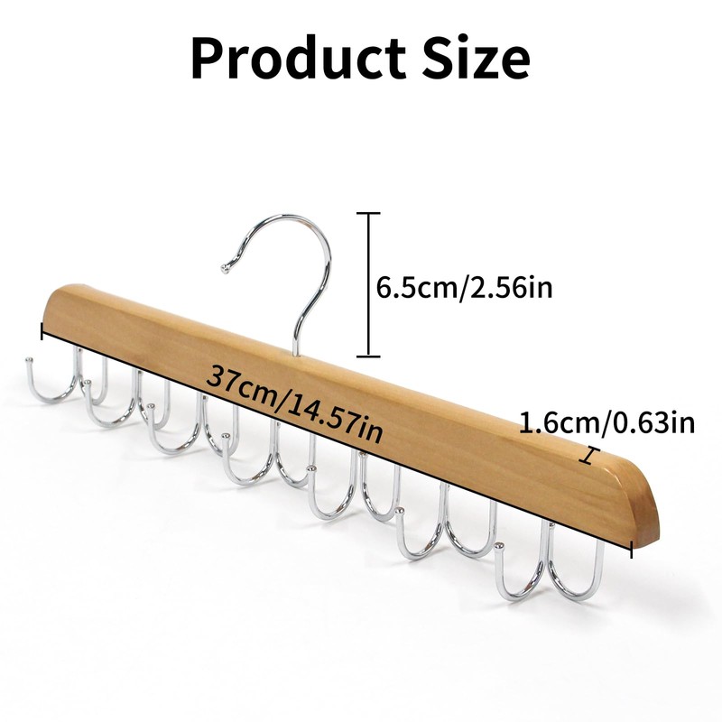 1 Pack Belt Hanger, Sturdy Wood Rack Closet Accessories with