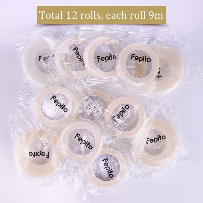 FEPITO 8 Rolls Eyelash Tape and 4 Rolls Micropore Tape