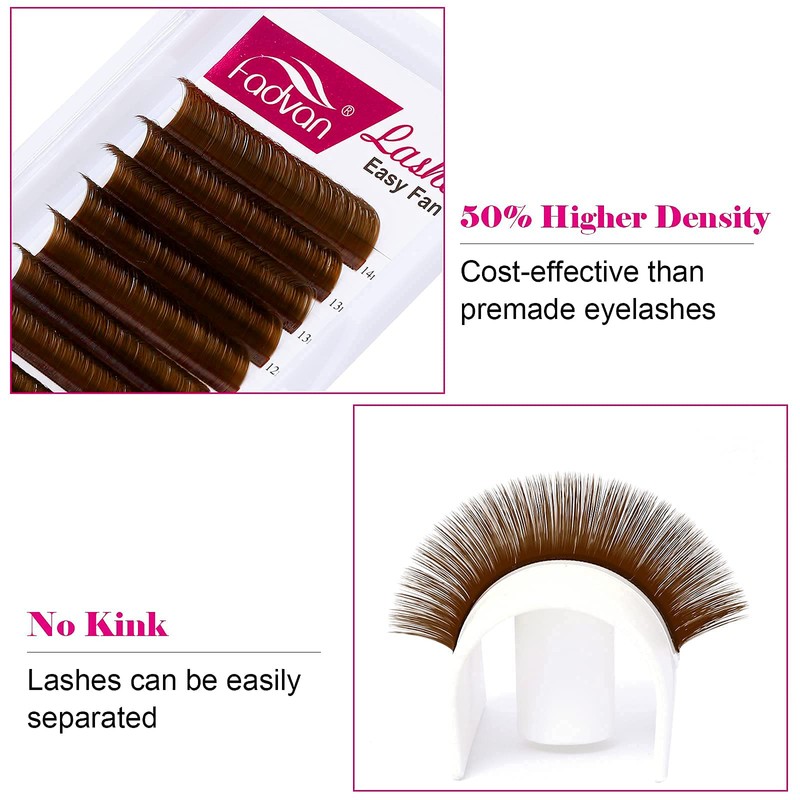 Self-Fanning Volume Eyelash Extensions, 0.07 mm, C Curl Colour Lashes,