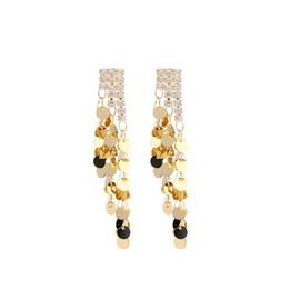 Sequin Tassel Earrings for Women Dangle Chandelier Hoop Earring Gold Sparkly Multiple Earrings Trendy Shiny Sequin Drop Earring Statement Jewelry Present (Zircon -Gold)