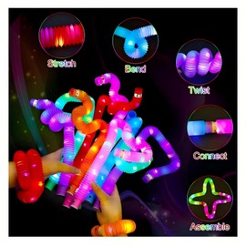 Pink 24 Pack Light Up Glow Necklaces Bracelets Party Favors Accessories for Toddlers,Glow Sticks Pop Tubes for kids,Glow Birthday Camping Wedding Party Supplies Decorations for Boys Girls