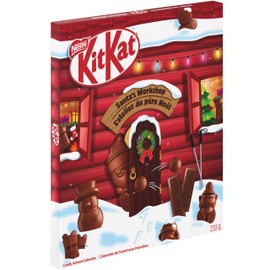 KIT KAT KITKAT Santa's Workshop Advent Calendar, Filled with KITKAT Santas, KITKAT Festive Friends, KITKAT Bubbles & KITKAT Mini Bars, Perfect Christmas Chocolate Gift, 233 g