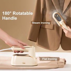 Travel Steamer for Clothes Portable Rotary Garment Iron 1200W Small Travel Steam Iron for Home, Dorm, College, 150ml Water Tank, Foldable Wrinkle Remover