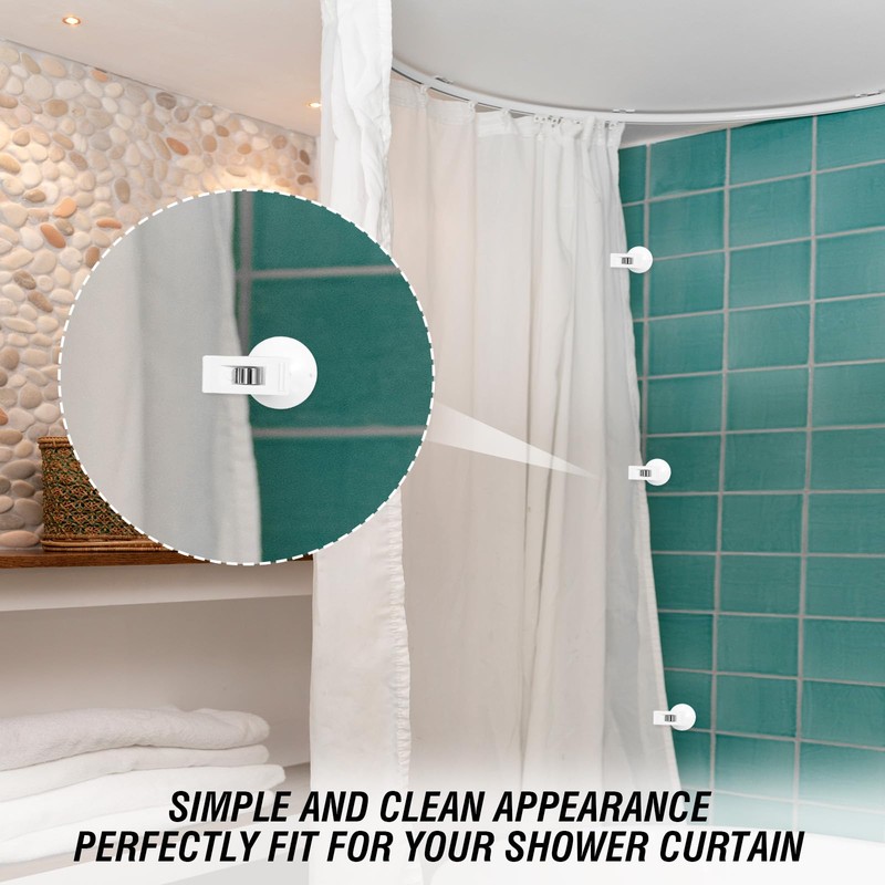 ASTER 6Pcs Shower Curtain Clips with Suction Cup, Multiple Purpose
