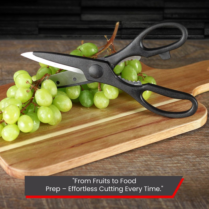 HiFEN® Black Stainless Steel Kitchen Scissors - Steel Scissors with