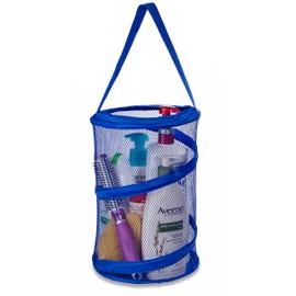 Dorm Shower Caddy – 8” X 12” - Carry Your Sundries Right Into the Shower. Great for College Dorm Life, Gyms, Camping and Travel. Folds Flat for Easy Storage When Not Needed. (Blue)