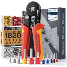 BAURIX® Crimping Pliers Set with 1800 Wire End Ferrules Set, Self-Adjusting Wire End Ferrules for 0.25-10 mm², 8-18 mm, Crimping Pliers, Crimping Pliers, Crimping Pliers, Crimping Pliers