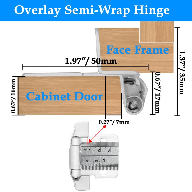 SDTC Tech 4-Pack Overlay Cabinet Door Hinges Self Closing Semi