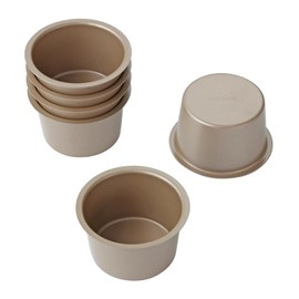 FOR BAKE Non-Stick Muffin Baking Cup Bakeware - 6-Cup Golden Stackable Pans for Versatile & Convenient Baking - Thickened Carbon Steel - Bake Like a Pro