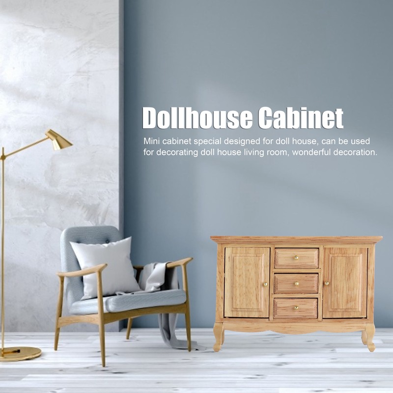 Dollhouse 1:12 Double Door Cabinet Doll House Wooden Furniture Miniature