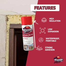 Kraken Bond Gaps&Cracks Filler Straw Foam, Insulating Foam Sealant 12oz  12 Pack