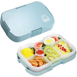 Brotdose Kinder mit Fächern Bento Box Auslaufsicher Robust Lunchbox BPA-Frei,Schule mit 6 Unterteilung Variablen Fächern für Jungs Mädchen Kindergarten,Picknicks Mikrowellen und Spülmaschinenfest,Blau