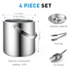 Ice Bucket 3L with Lid,Scoop,Tongs, Double Wall Insulated Stainless Steel