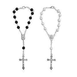YSDYY 2 Pieces Rosary Chain Truck Accessories Interior Car Decoration Pendant, Cross Rosary Bracelet, Car Interior Pendant, Car Accessories