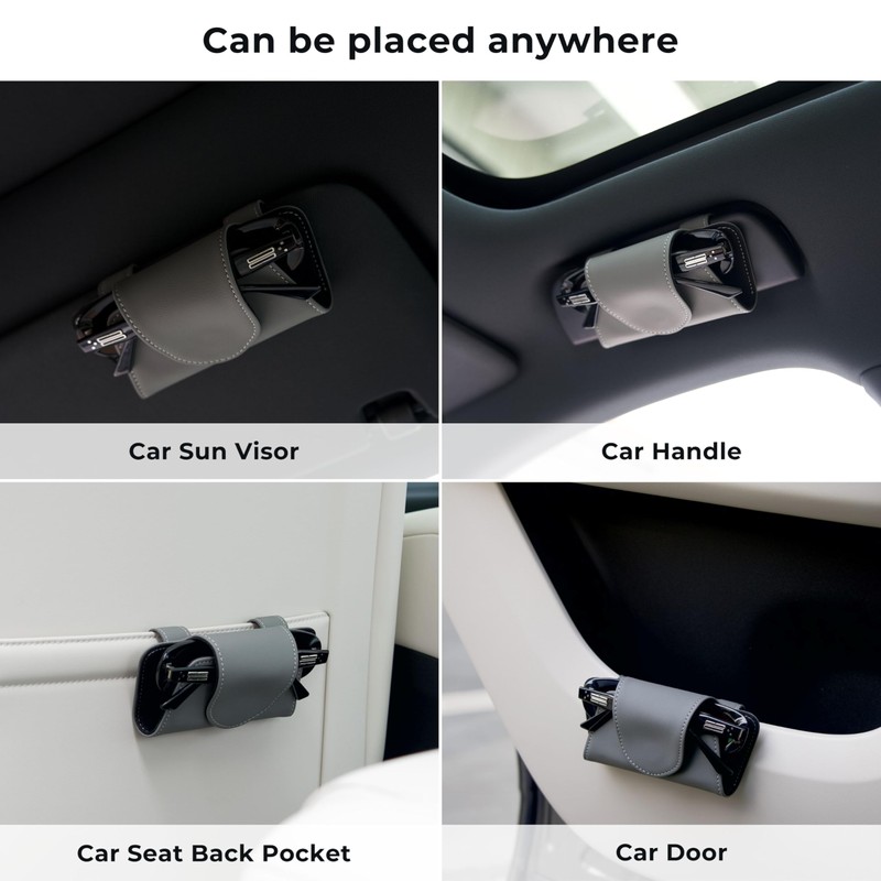 Ompellus Car Sunglasses Holder Case, Leather Sunglasses Holder Clip for