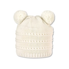 Sterntaler Baby Girls' Knitted Hat Pom Pom Hat, ecru