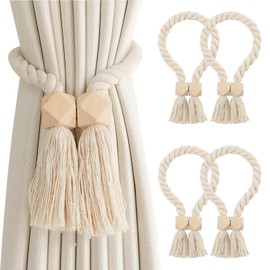 Magnetic Curtain Tieback,4Pcs Magnetic Curtain Tie Backs,Curtain Tiebacks Buckles Holdbacks Holder,Curtain Holders for Boho Bedroom Decor,Modern Simple Curtain Holdback for Home Office Decorative