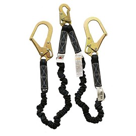 6504k Super Anchor Safety Double Leg Flex Lanyard plus 2 Rebar-Hooks & 1 Snaphook, 6'