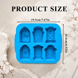 2PCS 3D Halloween Tombstone Coffin with Skulls Spider RIP Silicone Mold