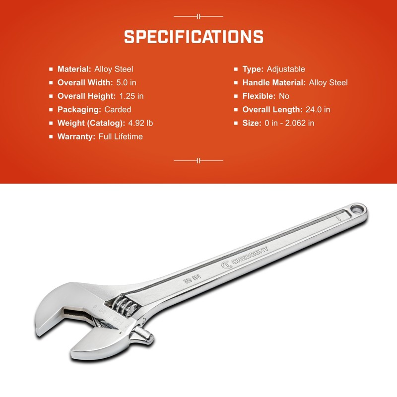 Crescent Adjustable Tapered Handle Wrench - Carded - Home Improvement,