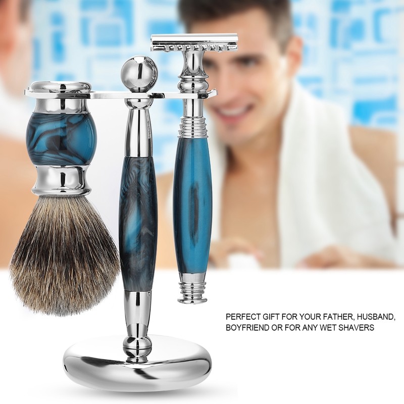 Men Manual Safety Double Edge Long Handle Razor Shaving Brush