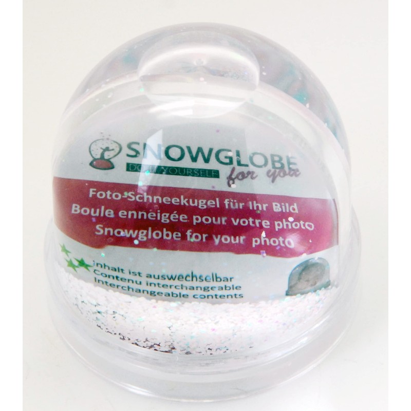 Schneekugelhaus 50008 Schneekugelfoto mit Sockel transparent mit Schnee und Glitzer