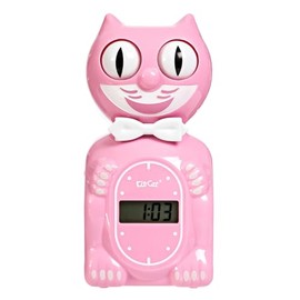 Kit Cat Klock® Solar Kit-Cat Digital Alarm Clock - Satin Pink Cat Clock with Eyes Swaying, Made in USA, Perfect for Home Decor, Modern Clock