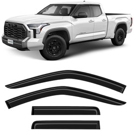 CLIM ART Incredibly Durable Rain Guards for Toyota Tundra 2022-2024 Double Cab, Original Tape-on Window Deflectors, Vent Deflector, Window Visors, Car Accessories, 4pcs. - 422065