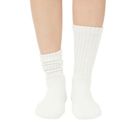 American Trends Womens Crew Socks White Scrunch Socks Slouchy Mid Calf Athletic Tube Socks 1pack White Socks