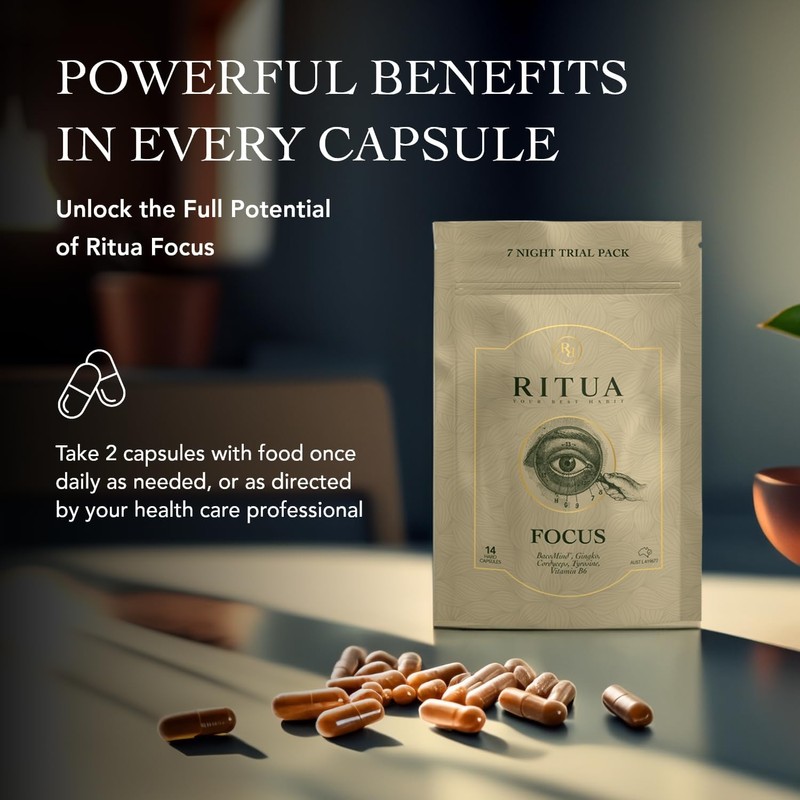 Ritua Focus 7 Day Bacomind Ginko Cordyceps Tyrosine B6 14
