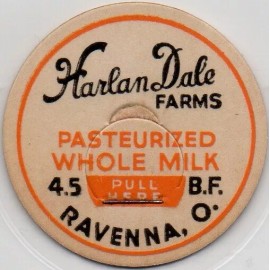 Milk Bottle Cap - Harlan Dale Farms - Ravenna, Ohio - WHOLE MILK