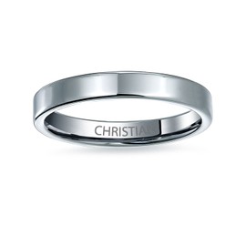 Plain Simple Thin Cigar Flat Couples Titanium Wedding Band Rings for Men for Women Polished Silver Tone Comfort Fit 3MM