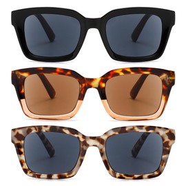 LOUOL READERS Sun Reader for Women Square Reading Sunglasses with Spring Hinge UV400 Protection Stylish Ladies Outdoor Reading +1.5