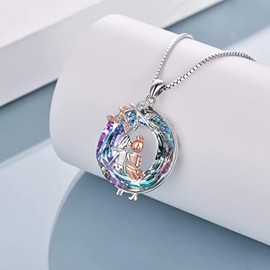 TREE NEST Collar de Buenas Hermanas con Colgante, Joyería de Árbol de la Vida con Cristal, Joyería para Mejores Amigas y Mujeres, Collares de Cristal Joyería para Mujeres, Regalo para Cumpleaños y Navidad, Color Plata