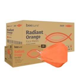 BeeSure BE2620case Radiant Face Masks, 4-Ply, Earloop, Disposable, Orange (Pack of 320)