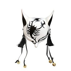 YangYong Kitsune Fox/Dragon Mask for Masquerade Ball, Japanese Cosplay Kabuki (hand-drawing(sturdy), black Scor-pion)